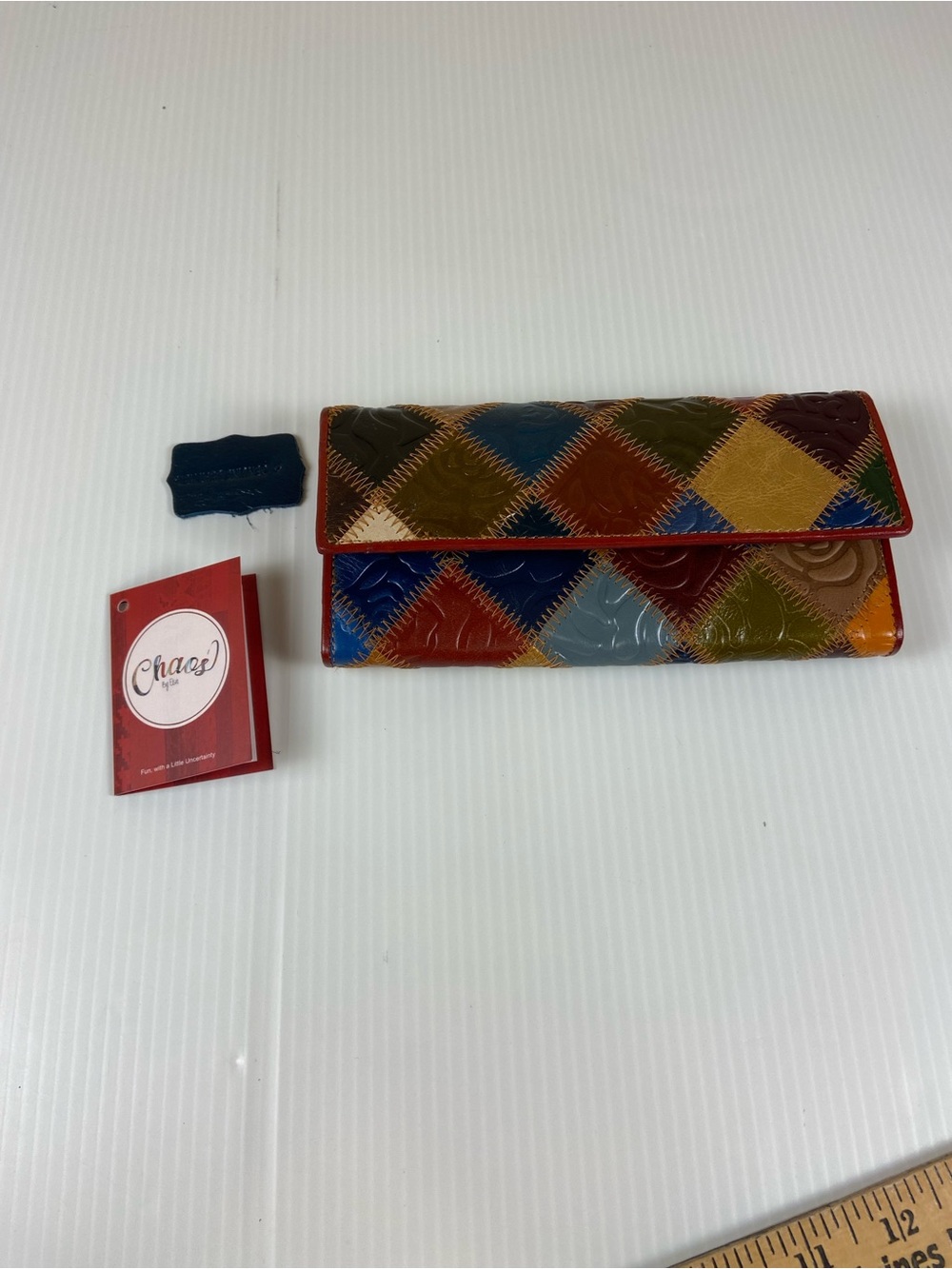 Chaos By Elsie Patchwork Leather Wallet Clutch Kiss Lock Organizer